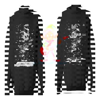 Christmas Elf Playing Bass Guitar Music Band Xmas Tank Top Sweatshirt Unisex | Mazezy