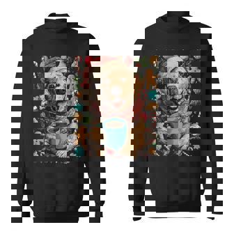 Christmas Golden Retriever Dog With Santa Hat Cocoa Cookies Sweatshirt | Mazezy