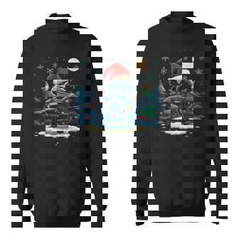 Christmas Jet Fighter With Lights And Santa Hat Sweatshirt Unisex | Mazezy