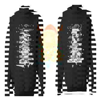 Christmas Light Snow Reindeer Santa Hat Great Pyrenees Xmas Sweatshirt - Monsterry