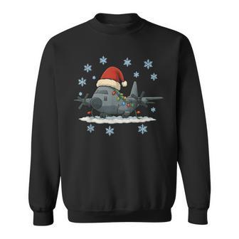 Christmas Lights Wrapped On Cute C-130 Herc Airplane Lover Sweatshirt - Thegiftio UK