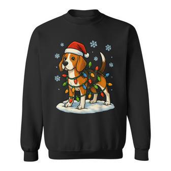 Christmas Lights Wrapped On Cute Puppy Beagle Dog Lover Sweatshirt | Seseable UK
