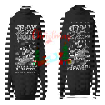 Christmas Pajama Astronaut Riding Rocket Santa Hat Lights Sweatshirt - Monsterry