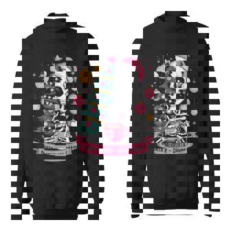 Christmas Pink Skeleton Santa Cocoa Sorta Merry Sorta Scary Sweatshirt | Mazezy