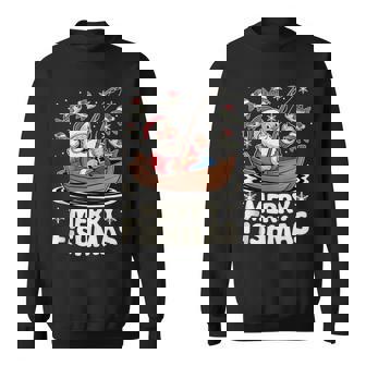 Christmas Santa Fishing Merry Fishmas Holiday Fisherman Bass Sweatshirt - Monsterry