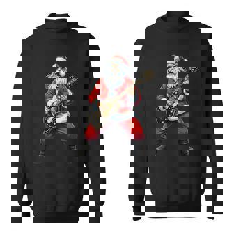Christmas Santa Playing Guitar Rock Music Lover Xmas Holiday Sweatshirt - Seseable