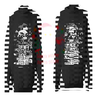 Christmas Santa Skeleton Hot Cocoa Sorta Merry Sorta Scary Sweatshirt | Mazezy