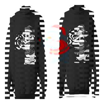 Christmas Santa Snowman Playing Darts Winter Holiday Sweatshirt Unisex | Mazezy