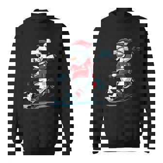 Christmas Santa Snowman Playing Soccer Toddler Kids Sweatshirt Unisex | Mazezy