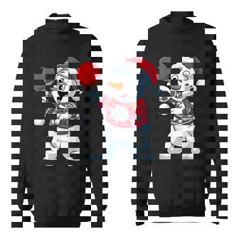 Christmas Santa Snowman Plays Table Tennis Sport Fans Sweatshirt Unisex | Mazezy