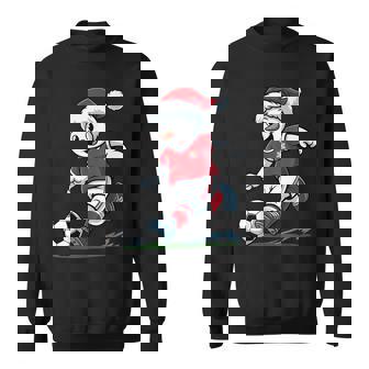 Christmas Snowman Playing Soccer Player Toddler Kids Sweatshirt Unisex | Mazezy