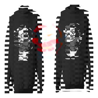 Christmas Snowman Santa Hat Archery Bow And Arrow Sweatshirt Unisex | Mazezy