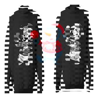 Christmas Snowman Santa Hat Playing Table Tennis Xmas Pajama Sweatshirt Unisex | Mazezy