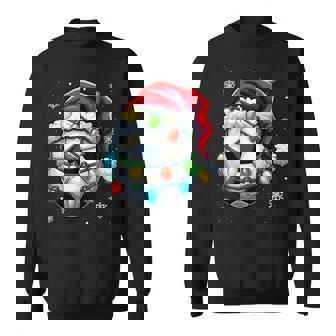 Christmas Soccer Ball Santa Hat Xmas Lights Boys Sweatshirt - Thegiftio