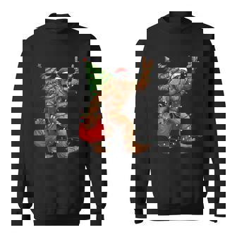 Christmas Tree Xmas Lights Santa Bigfoot Sasquatch Sweatshirt Unisex | Mazezy