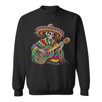 Cinco De Mayo Skeleton Skull Sombreros Guitar Sweatshirt - Thegiftio UK