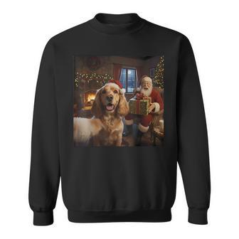 Cocker Spaniel Selfie With Santa Claus Christmas Meme Sweatshirt - Thegiftio UK