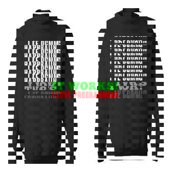 Coder I Hate Programming IT Works I Love Nerd Computer Sweatshirt Unisex | Mazezy