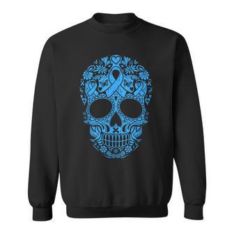 Colorectal Colon Cancer Awareness Skull Blue Colonoscopy Sweatshirt - Monsterry