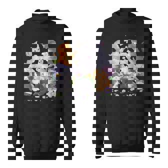 Colorful Floral Kittens Cute Cat Lover Aesthetic Sweatshirt Unisex | Mazezy