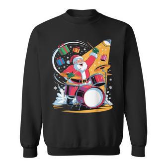 Cool Drummer Santa Playing Drums Christmas Music Sweatshirt Unisex | Mazezy