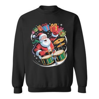 Cool Drummer Santa Playing Drums Christmas Music Tank Top Sweatshirt Unisex | Mazezy