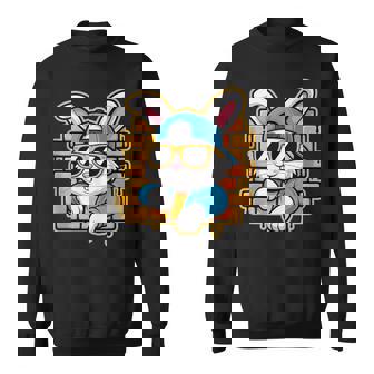 Cool Hip Hop Bunny With Sunglasses Streetwear Graffiti Style Tank Top Sweatshirt Unisex | Mazezy