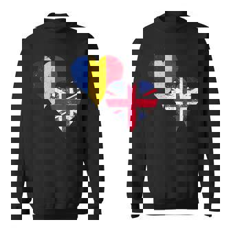 Cool Romania UK Flag a Union Jack For Proud British Romanian Sweatshirt Unisex | Mazezy