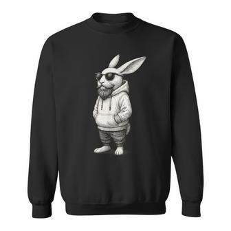 Cooler & Lässiger Osterhase Mitonnenbrille Und Bart Sweatshirt - Seseable