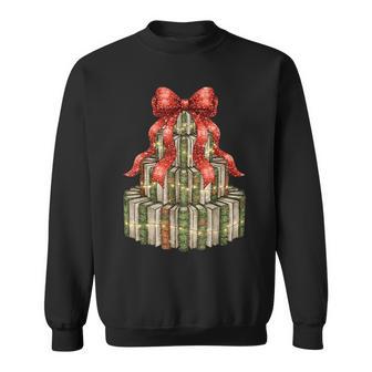 Coquette Bow Christmas Books Xmas Tree Librarian Sweatshirt - Thegiftio UK