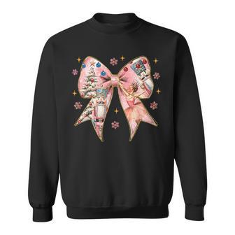 Coquette Bow Nutcracker Christmas Xmas Family Pajama Holiday Sweatshirt - Thegiftio UK