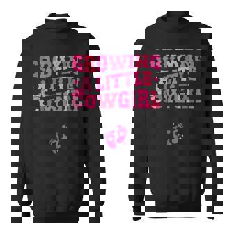 Country Pregnancy Announcement Apparel Co Growing A Little Cowgirl Black X-Small Short Sleeve Crew Neck Sweatshirt | Mazezy