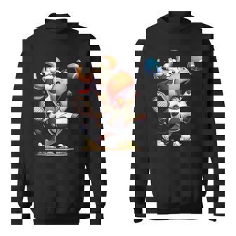 Cow Playing Tennis Racket Ball Smash Sweatshirt Unisex | Mazezy