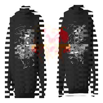 Cowboy Santa Riding Reindeer Western Texas Christmas Tee Sweatshirt Unisex | Mazezy