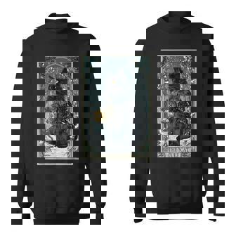 Creepmas Vintage The Yule Cat Tarot Card Dark Christmas Sweatshirt Unisex | Mazezy