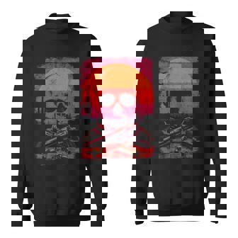 Creepy Skull With Desert Sunset Dark Western Skeleton Gothic Sweatshirt Unisex | Mazezy