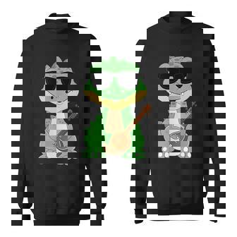Crocodile Wearing Sunglasses Playing Sitar Sitarist Sweatshirt Unisex | Mazezy