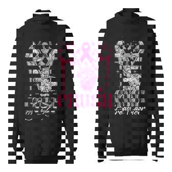 Crush Breast Cancer Awareness Bling Pink Ribbon High Heel Sweatshirt - Thegiftio