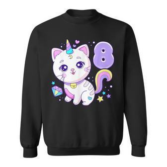 Cumpleaños Niña 8 Años Gato Unicornio 8º Cumpleaños Camisa de entrenamiento - Regaloses