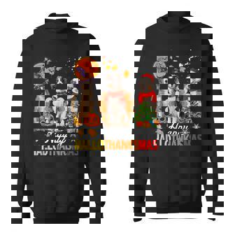 Cute Australian Shepherd Happy Hallothanksmas Xmas Tank Top Sweatshirt Unisex | Mazezy