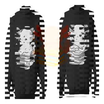 Cute Axolotl Reading Books Kawaii Axolotl Lover Sweatshirt | Seseable CA