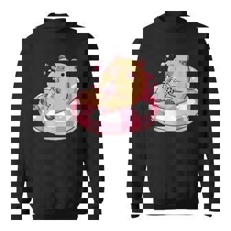 Cute Capybara Bubble Tea Boba Tea Sweatshirt Unisex | Mazezy