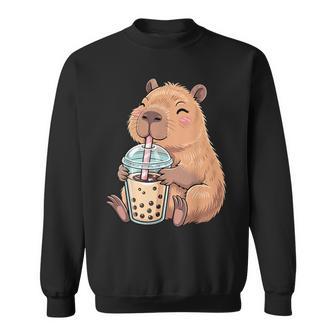 Cute Capybara Kawaii With Boba Bubble Tea Sweatshirt - Thegiftio