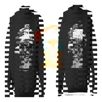 Cute Chihuahua With Sunglasses Santa Hat Christmas Dog Sweatshirt - Monsterry