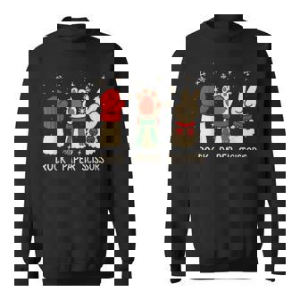 Cute Christmas Cat Rock Paper Scissors Cute Animal Paws Sweatshirt Unisex | Mazezy