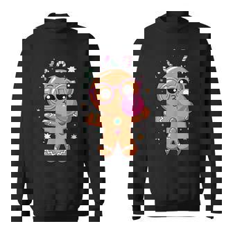 Cute Christmas Pajama Gingerbread Blowing Bubble Gum Toddler Sweatshirt | Seseable CA