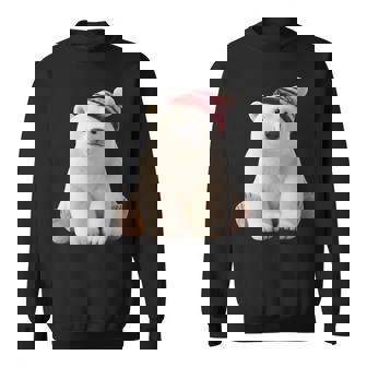 Cute Christmas Polar Bear In A Knit Holiday Hat Sweatshirt | Seseable CA