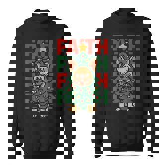 Cute French Bulldog Christmas Faith Tree Lights Sweatshirt Unisex | Mazezy