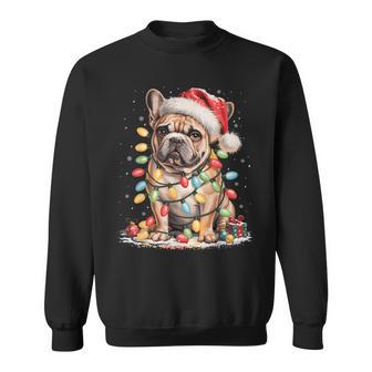 Cute French Bulldog Christmas Tree Santa Xmas Lights Dog Sweatshirt - Thegiftio UK