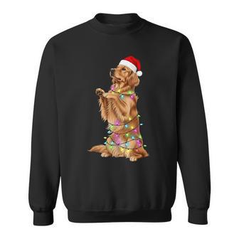 Cute Golden Retriever Wrapped In Christmas Lights Santa Hat Sweatshirt | Seseable UK